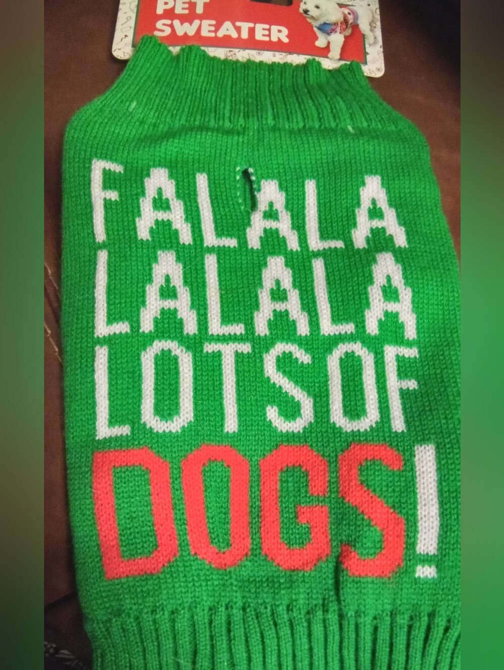 - Green "Fa La La" Dog Holiday Sweater